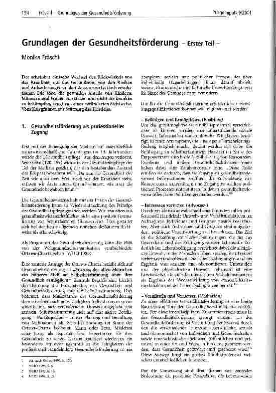 Vorschauseite 1: Grundlagen der Gesundheitsförderung 1. Teil