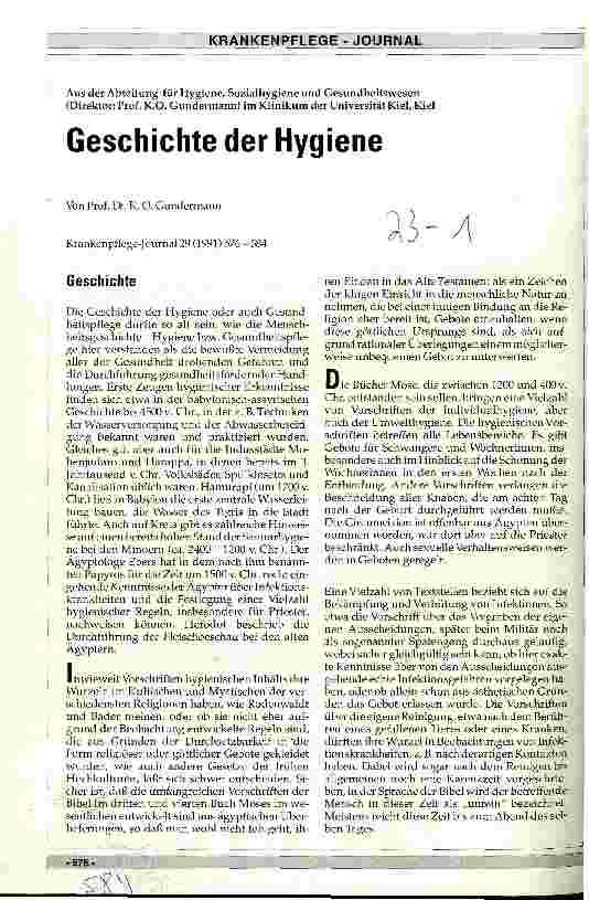 Vorschauseite 1: Geschichte der Hygiene