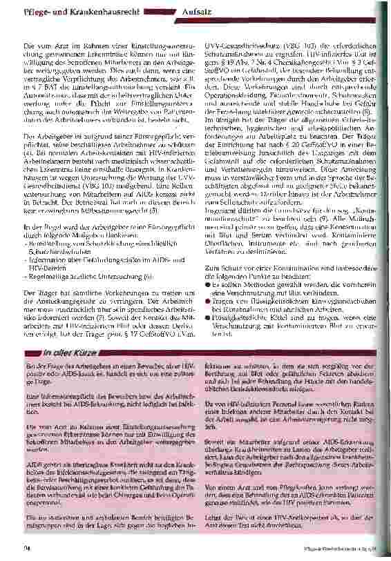 Vorschauseite 2: AIDS und Krankenhaus (Pflegeeinrichtungen)