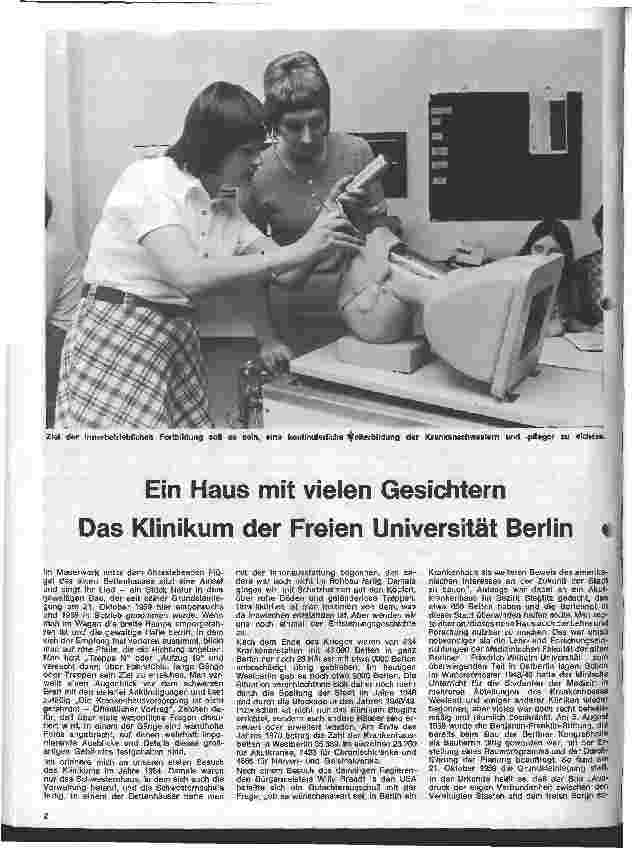 Vorschauseite 1: Ein Haus mit vielen Gesichtern Das Klinikum der Freien Universität Berlin