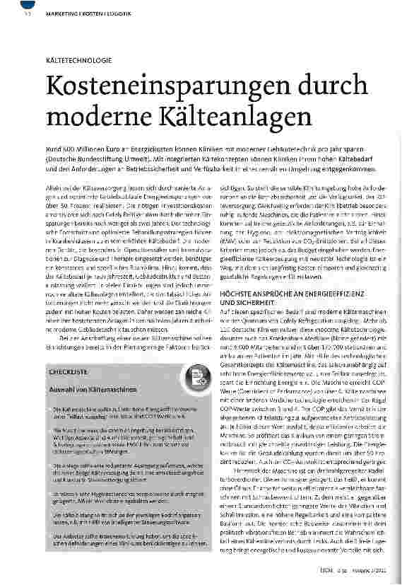 Vorschauseite 1: Kosteneinsparungen durch moderne Kälteanlagen