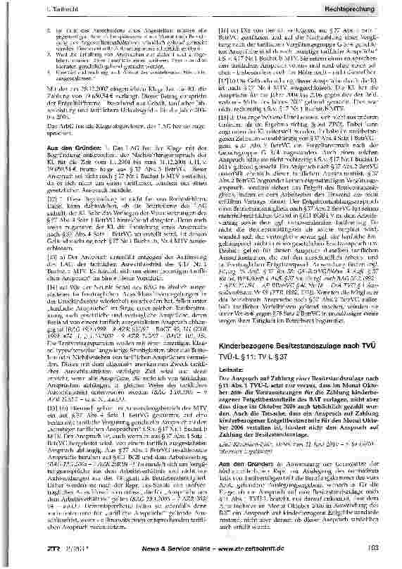Vorschauseite 1: Kinderbezogene Besitzstandszulage nach TVÜTVÜ-L§11;TV-L§37