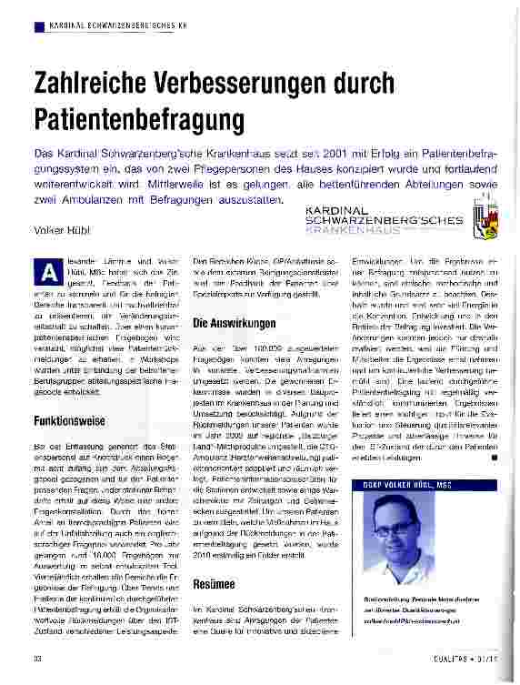 Vorschauseite 1: Zahlreiche Verbesserungen durch Patientenbefragung