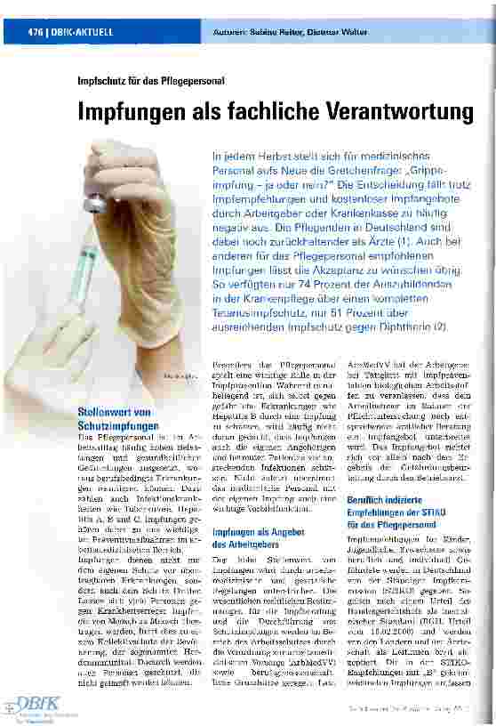 Vorschauseite 1: Impfungen als fachliche Verantwortung