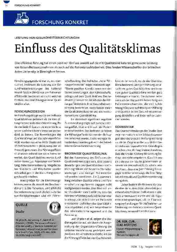 Vorschauseite 1: Einfluss des Qualitätsklimas