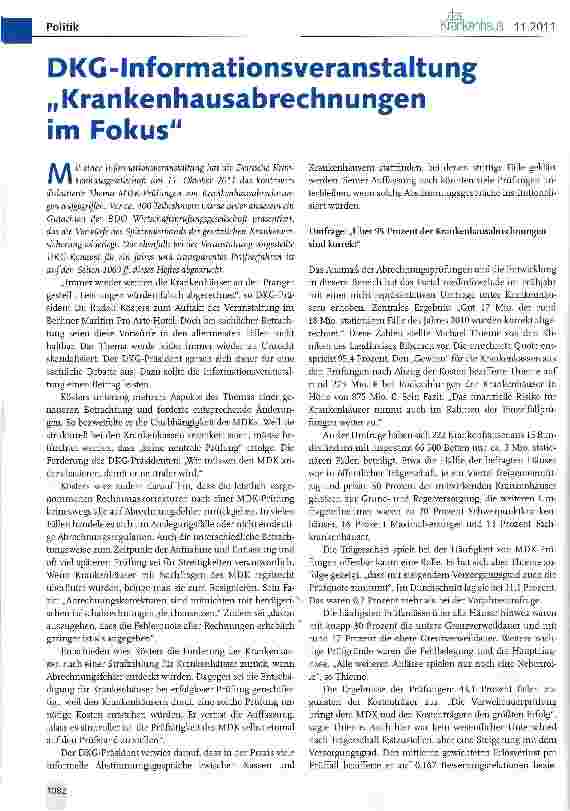 Vorschauseite 1: DKG-Informationsveranstaltung „Krankenhausabrechnungen im Fokus