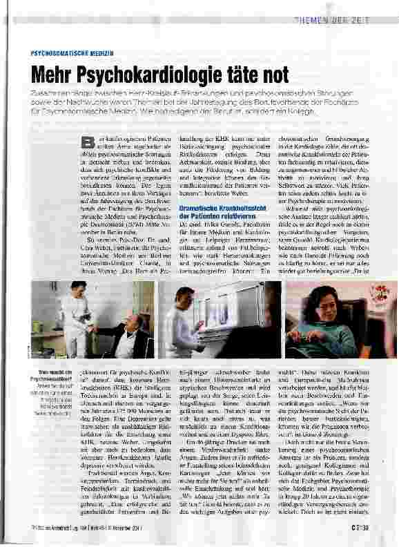 Vorschauseite 1: Mehr Psychokardiologie täte not