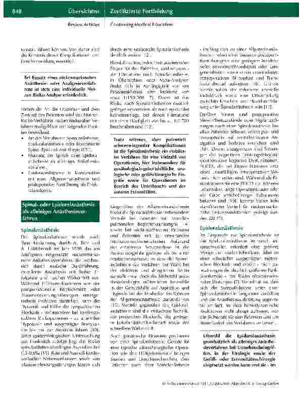 Vorschauseite 3: Update rückenmarksnahe Anästhesie und Analgesie - weniger Nutzen, mehr Gefahr?