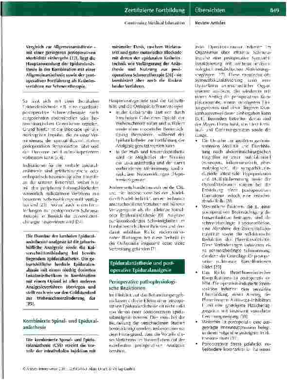 Vorschauseite 4: Update rückenmarksnahe Anästhesie und Analgesie - weniger Nutzen, mehr Gefahr?