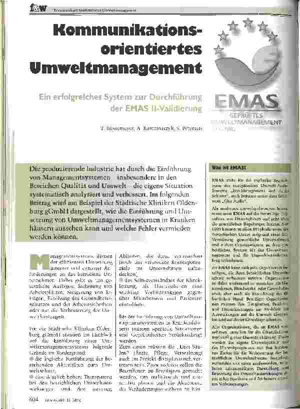 Vorschauseite 1: Kommunikationsorientiertes Umweltmanagement
