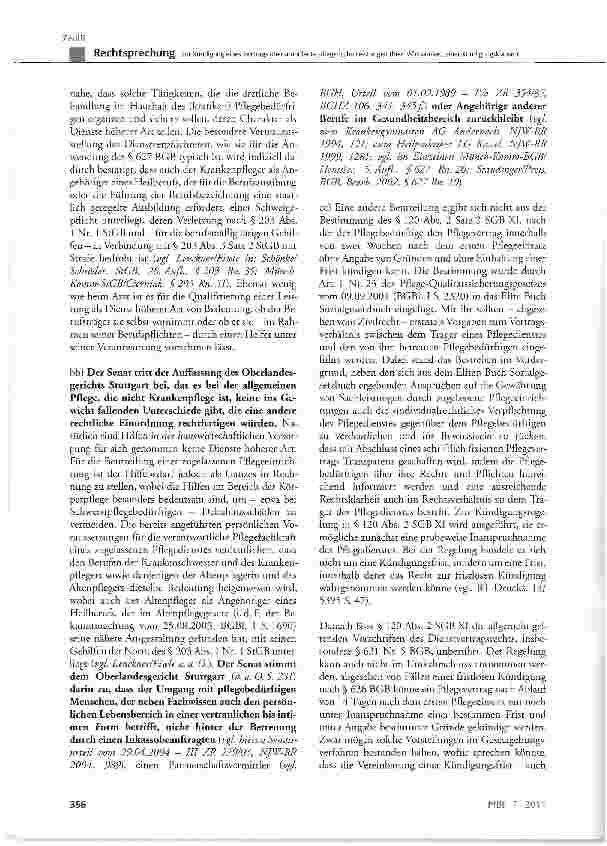 Vorschauseite 4: Zur Kündigung eines Vertrags über ambulante pflegerische Leistungen (hier: Wirksamkeit einer Kündigungsklausel)