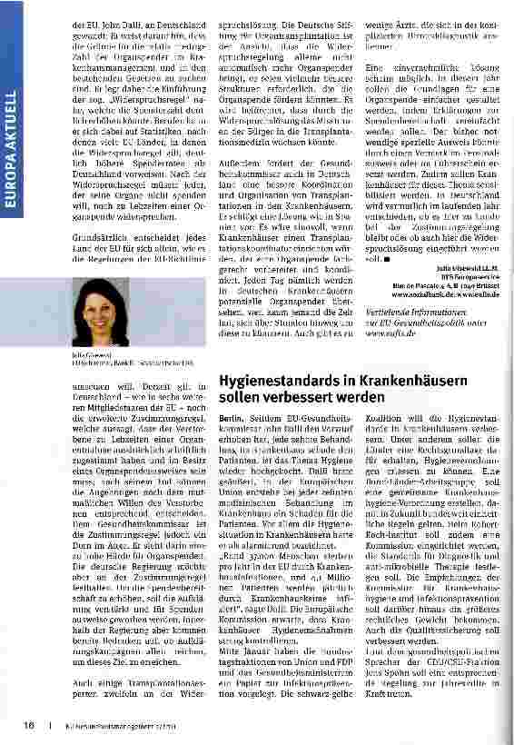 Vorschauseite 2: Die Organspende reformieren?EU-Gesundheitskommissar Dalli fordert neue Gesetze in Deutschland