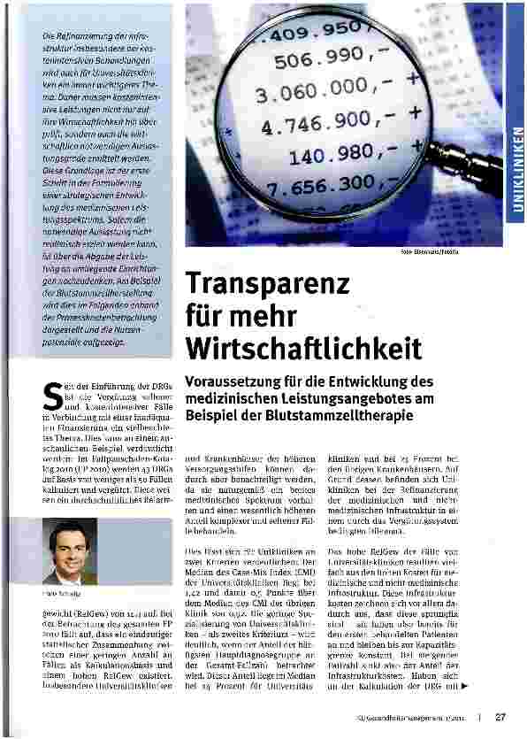 Vorschauseite 1: Transparenz für mehr Wirtschaftlichkeit