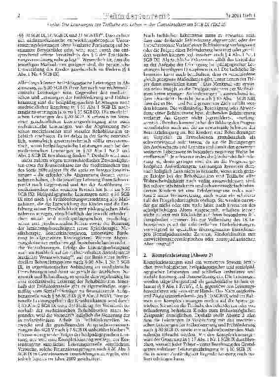 Vorschauseite 2: Die Leistungen zur Teilhabe am Leben in der Gemeinschaft im SGB IX (Teil II)(Teül siehe br2010, 181 ö. )