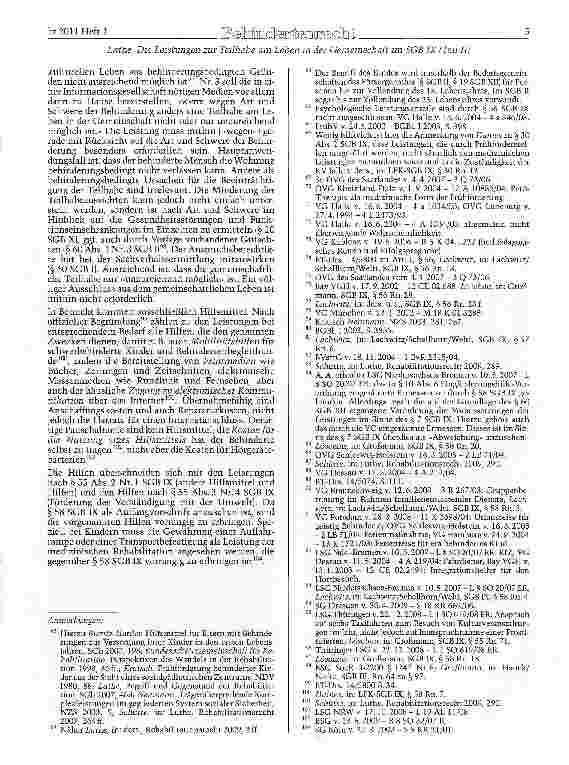 Vorschauseite 5: Die Leistungen zur Teilhabe am Leben in der Gemeinschaft im SGB IX (Teil II)(Teül siehe br2010, 181 ö. )