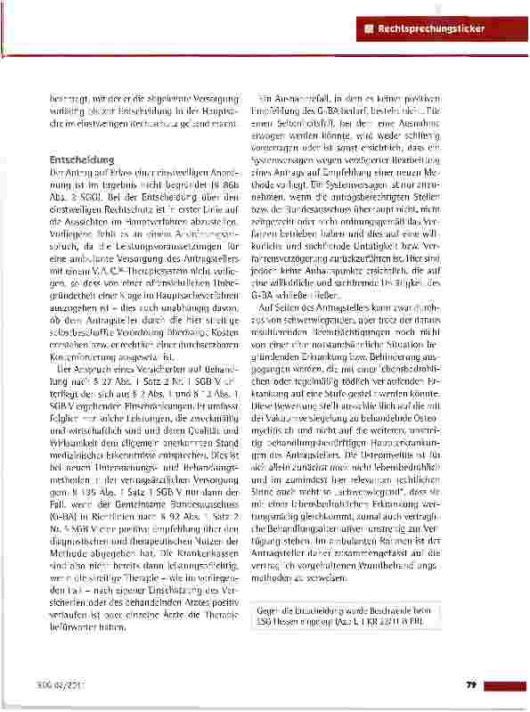 Vorschauseite 2: Vakuumversiegclung von Wunden in der ambulanten VersorgungSG Kassel vom 30.12.2010 (S 12 KR 38/10 ER)