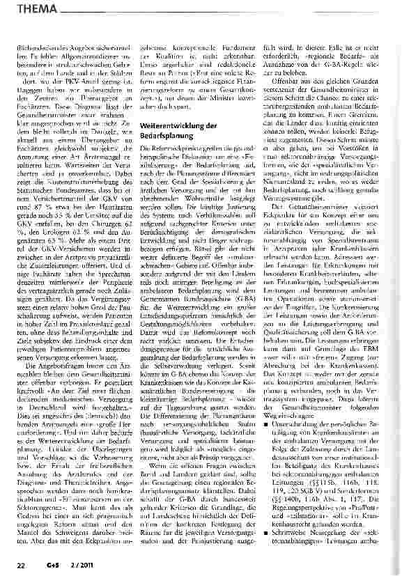 Vorschauseite 2: Versorgungsgesetz 2011 -Die Zukunft der Versorgung?