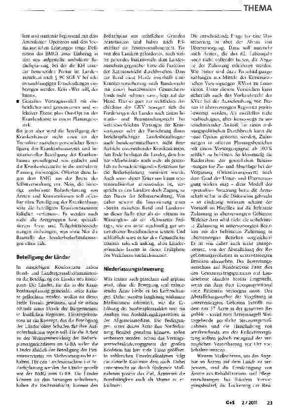 Vorschauseite 3: Versorgungsgesetz 2011 -Die Zukunft der Versorgung?