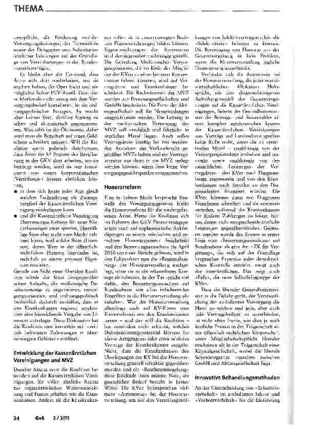 Vorschauseite 4: Versorgungsgesetz 2011 -Die Zukunft der Versorgung?