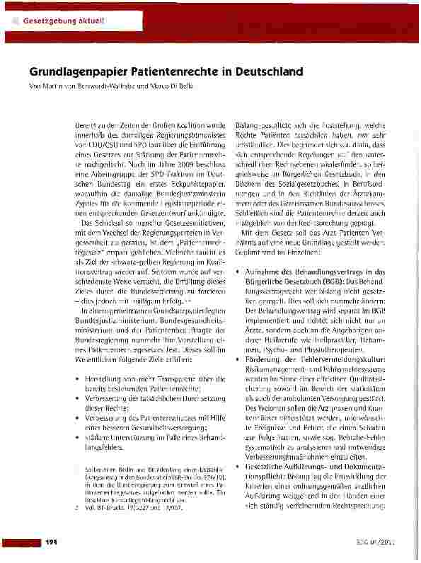 Vorschauseite 1: Grundlagenpapier Patientenrechte in Deutschland