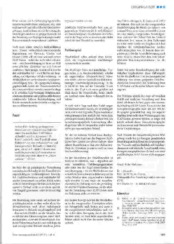 Vorschauseite 4: Relevante Aspekte der gutachtlichen Beurteilung der SLAP-Läsion Traumatische Veränderungen versus degenerative/anlagebedingte Veränderungen