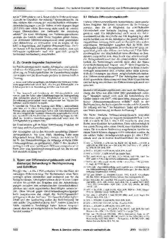 Vorschauseite 2: Richterliche Grenzen für die Vereinbarung von Differenzierungsklauseln