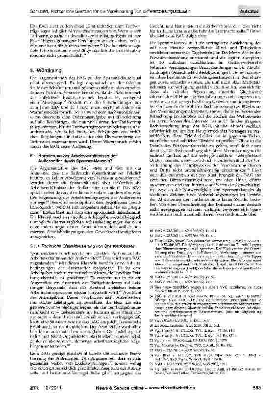 Vorschauseite 5: Richterliche Grenzen für die Vereinbarung von Differenzierungsklauseln