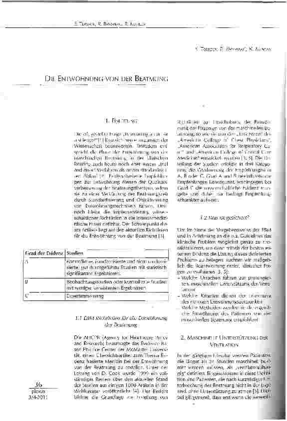 Vorschauseite 1: DIE ENTWÖHNUNG VON DER BEATMUNG