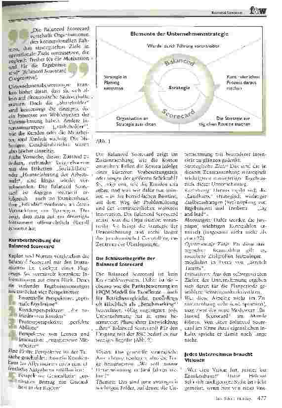 Vorschauseite 2: Am Anfang steht die Entwicklung einer Unternehmensstrategie die Balanced Scorecard ist ein Steuerungsinstrument, kein Schlagwort