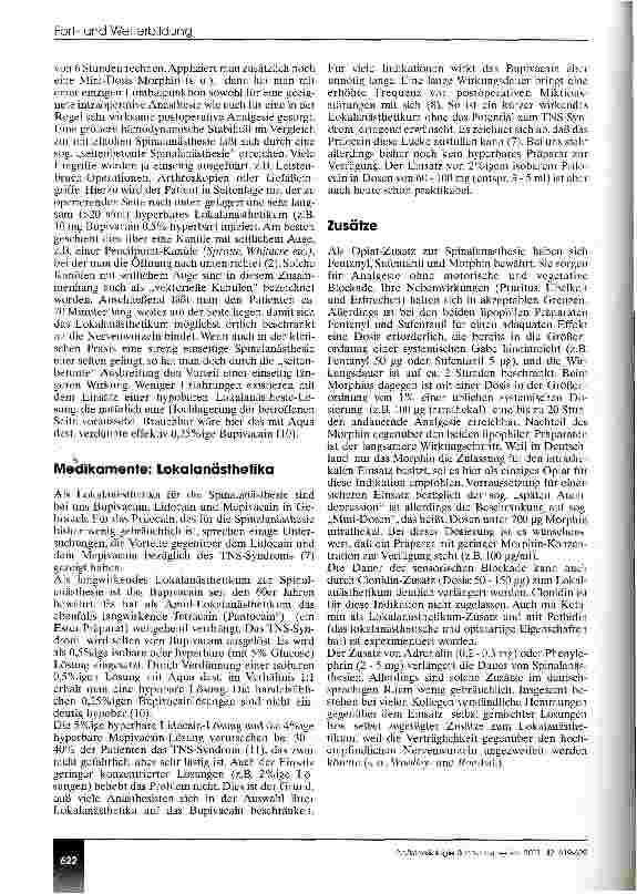 Vorschauseite 4: Spinalanästhesie - Wirkungsweise, Technik, Komplikationen, Indikationen (CME 5/01)