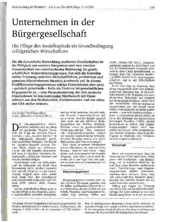 Vorschauseite 1: Unternehmen in der Bürgergesellschaft