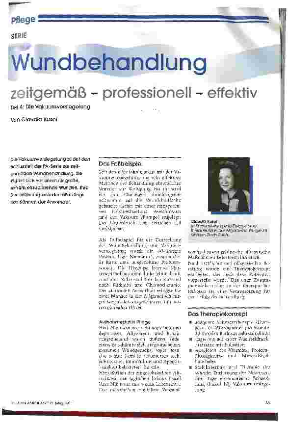 Vorschauseite 1: Wundbehandlung zeitgemäß - professionell - effektiv Teil 4: Die Vakuumversiegelung