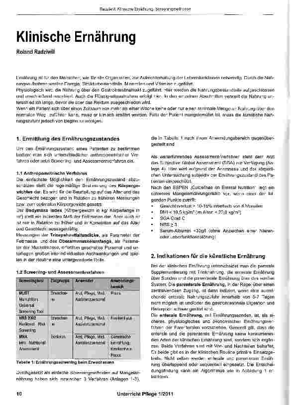 Vorschauseite 1: Klinische Ernährung