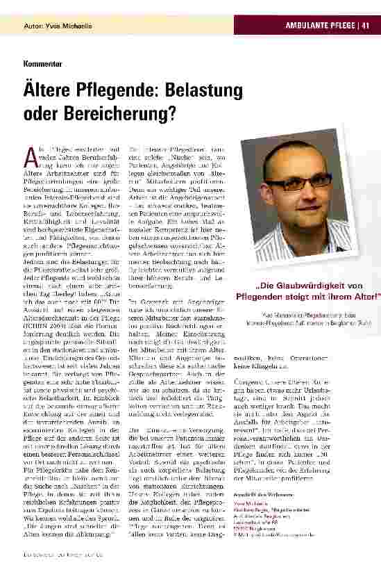 Vorschauseite 1: KommentarAltere Pflegende: Belastung oder Bereicherung?