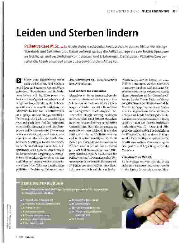 Vorschauseite 1: Leiden und Sterben lindern