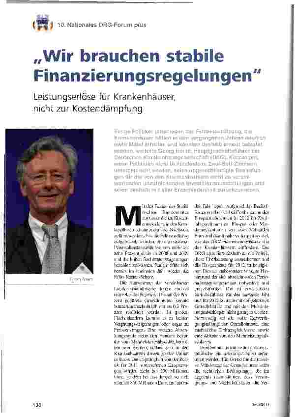 Vorschauseite 1: Wir brauchen stabile Finanzierungsregelungen