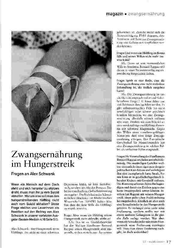 Vorschauseite 1: Zwangsernährung im Hungerstreik