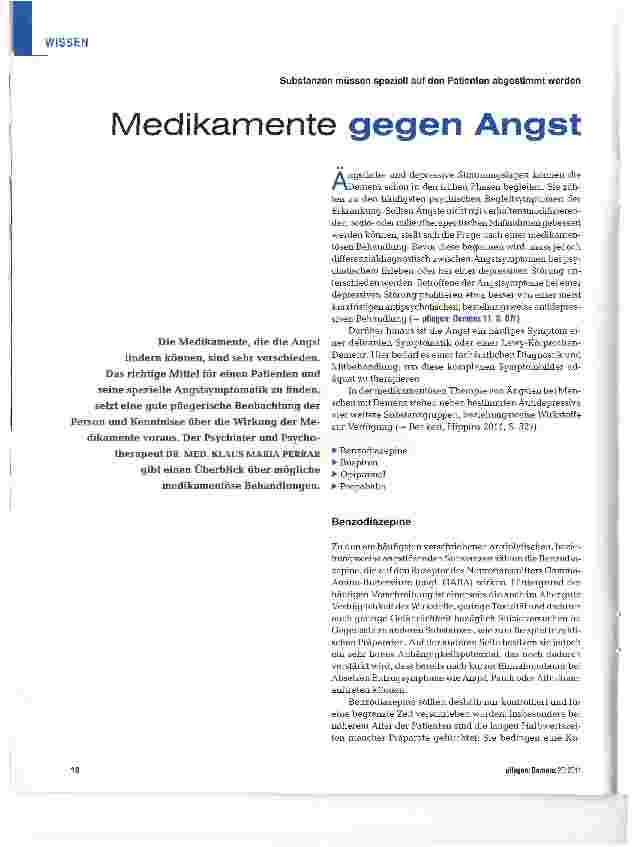 Vorschauseite 1: Medikamente gegen Angst