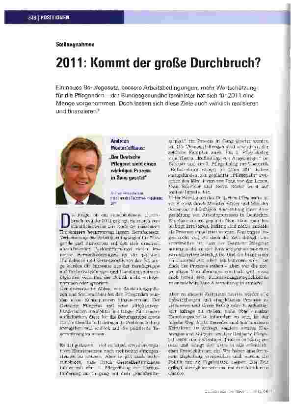 Vorschauseite 1: 2011: Kommt der große Durchbruch?