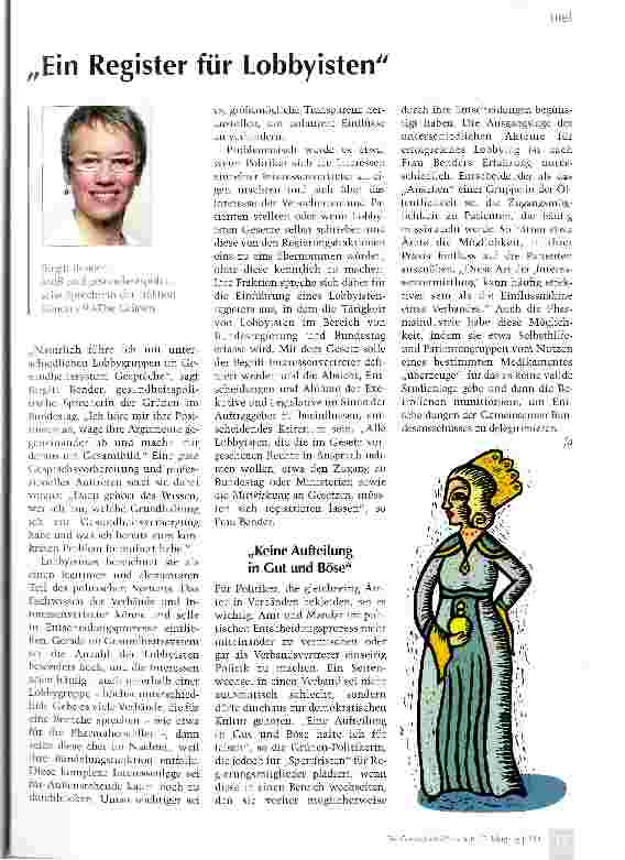 Vorschauseite 1: „Ein Register für Lobbyisten