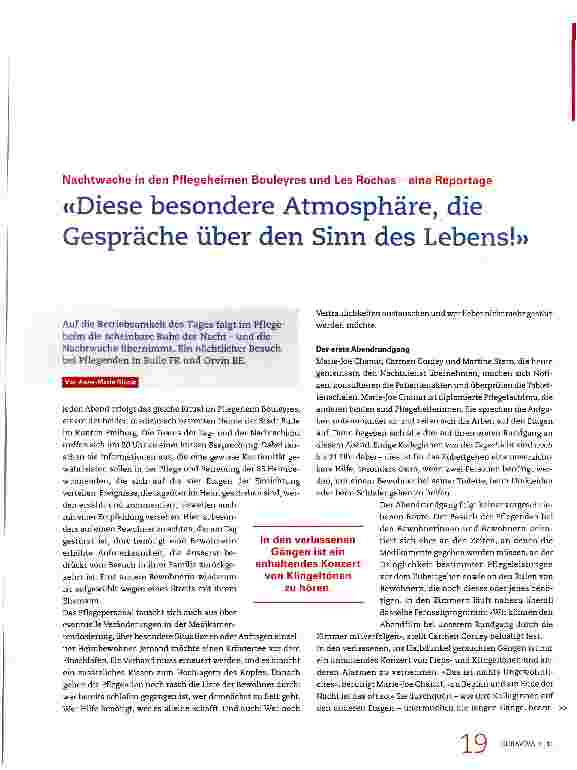 Vorschauseite 1: «Diese besondere Atmosphäre, die Gespräche über den Sinn des Lebens! »