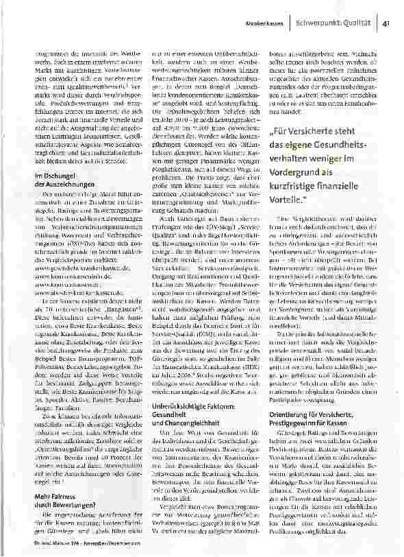 Vorschauseite 2: Krankenkassen auf dem Prüfstand