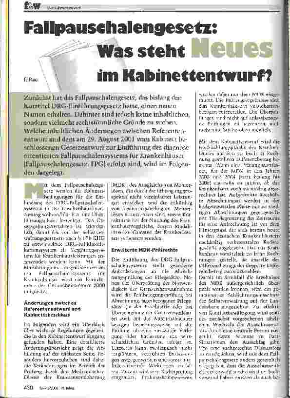 Vorschauseite 1: Fallpauschalengesetz: Was steht Neues im Kabinettentwurf?