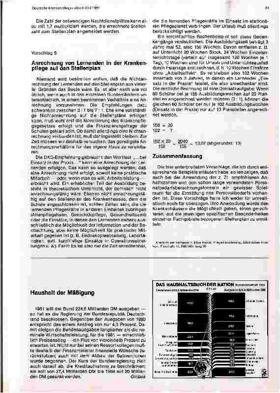 Vorschauseite 4: Vorschläge zur Aktualisierung der Stellenpläne des Pflegedienstes im Krankenhaus