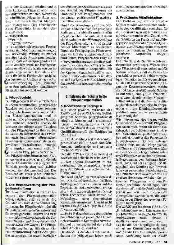 Vorschauseite 2: Zur Pflegedokumentation und Einführung der Schüler/innen in diese Tätigkeit