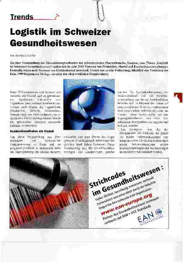 Vorschauseite 1: Logistik im Schweizer Gesundheitswesen