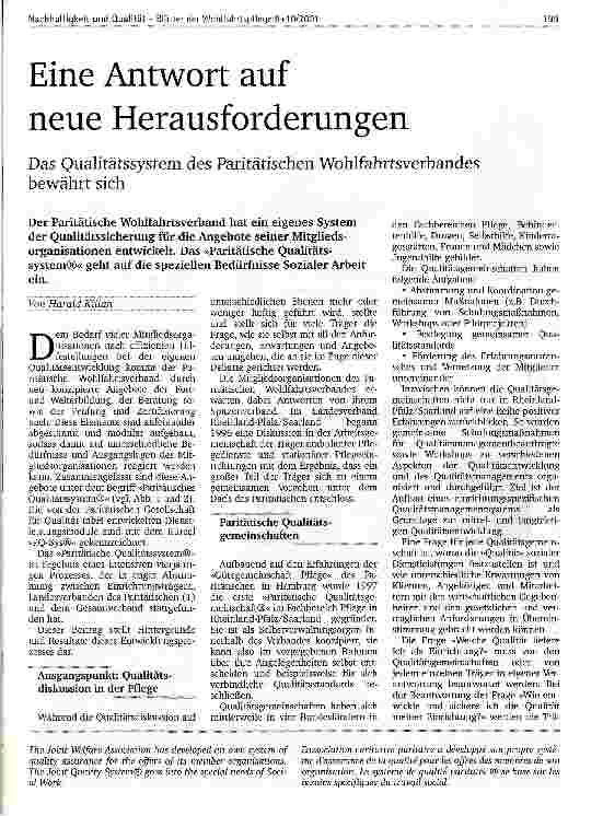 Vorschauseite 1: Eine Antwort auf neue Herausforderungen