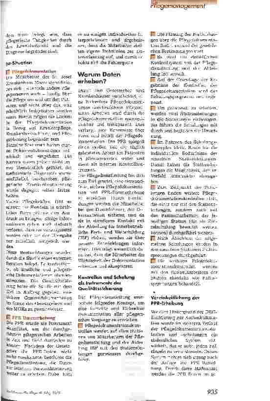 Vorschauseite 2: Motivation zur Pflegedokumentation PPR-Datenerhebung als Spiegelbild der Dokumentation pflegerischer Leistungen