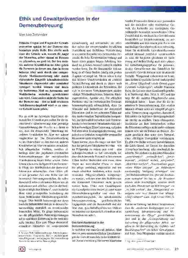 Vorschauseite 1: Ethik und Gewaltprävention in der Demenzbetreuung