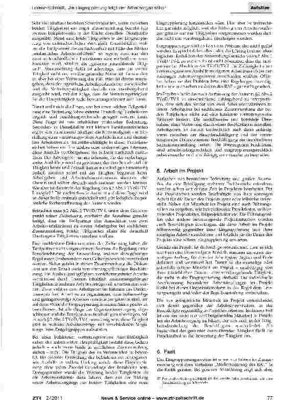 Vorschauseite 6: Die Eingruppierung folgt der ArbeitsorganisationHinweise zur tarifrechtlich sicheren Gestaltung von Arbeitsvorgängen